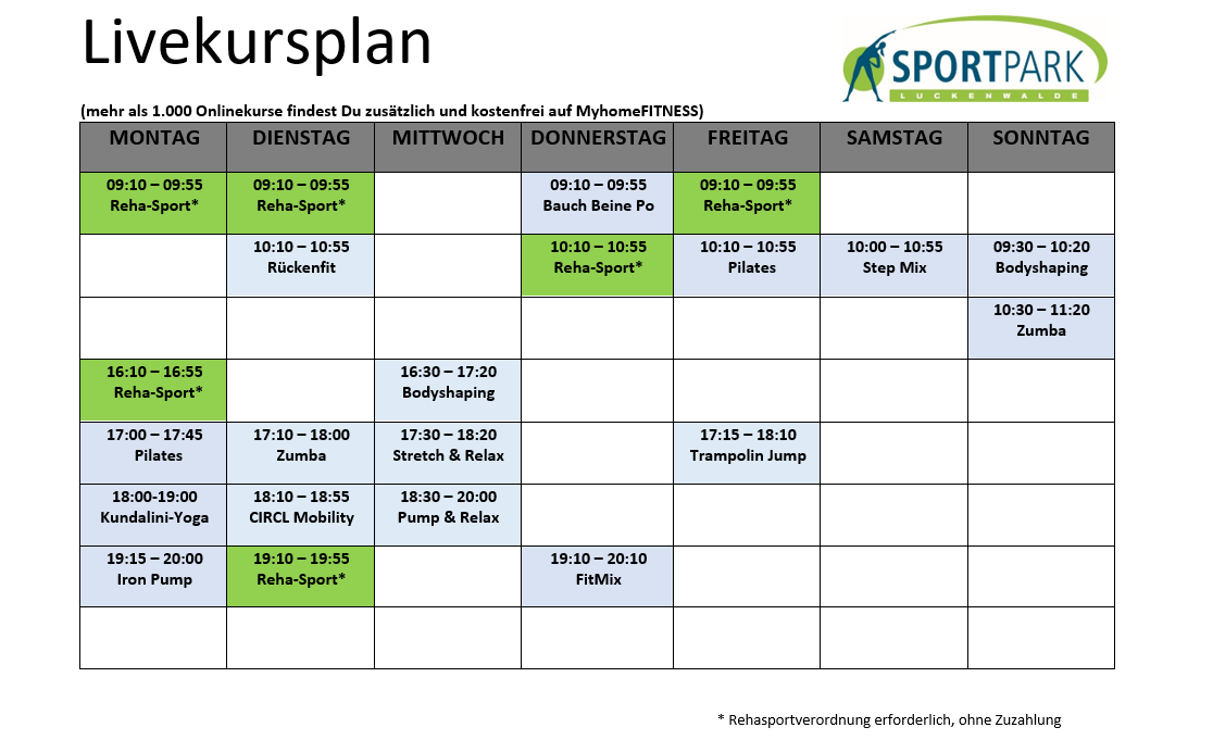 KursplanLuck 1 Fitnessstudio Weimar