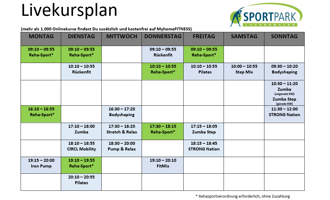 Kursplan Fitnessstudio Weimar