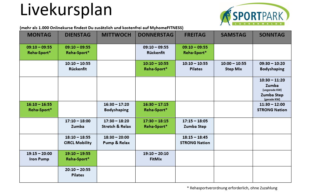 Kursplan1125 Fitnessstudio Weimar